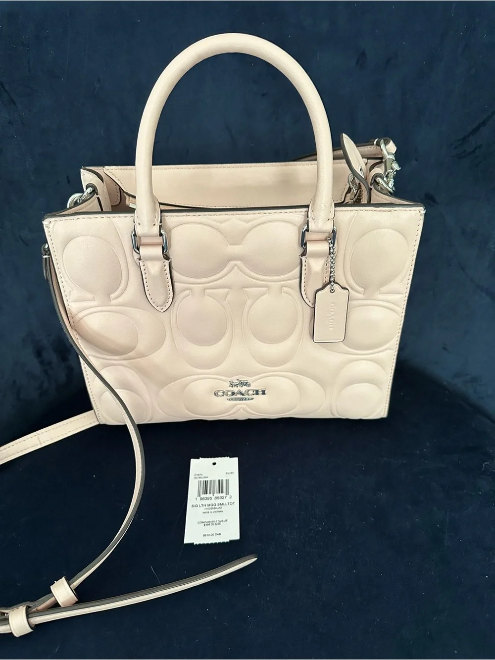Coach Signature Maggie Embossed Leather Tote - Pale Pink